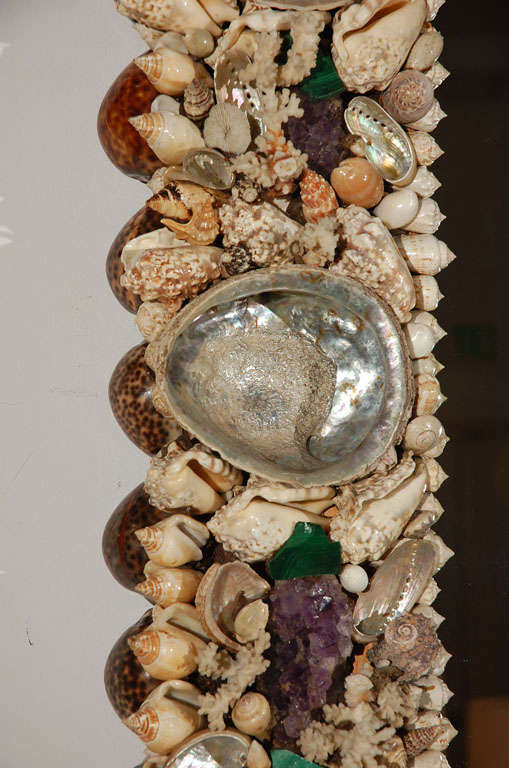Late 20th Century Shell and Gem Encrusted Mirror by Anthony Redmile