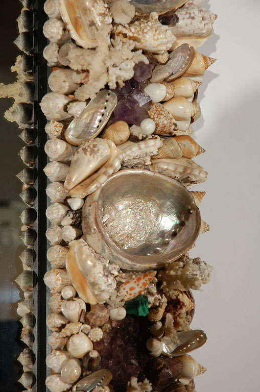 Amethyst Shell and Gem Encrusted Mirror by Anthony Redmile