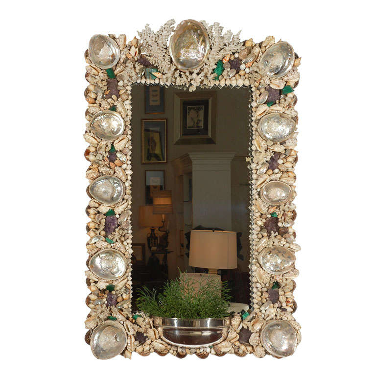 Shell and Gem Encrusted Mirror by Anthony Redmile