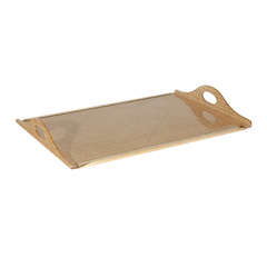 Italian Lucite, Cane and Brass Serving Tray by Gabriella Crespi