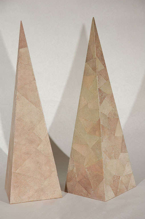 Pair of  Large Shagreen Obelisks by Maitland-Smith