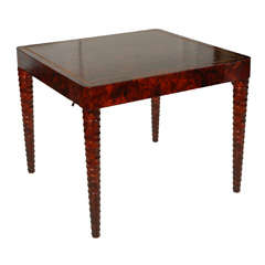 Retro Spectacular Leather-Wrapped Game Table by William Haines