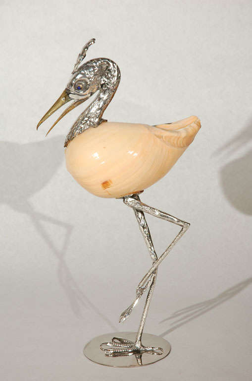 Italian Silver Plate and Shell Bird by Gabriella Binazzi 1