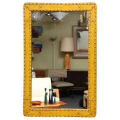 Smart  Strapped Studded  Wood Wall Mirror