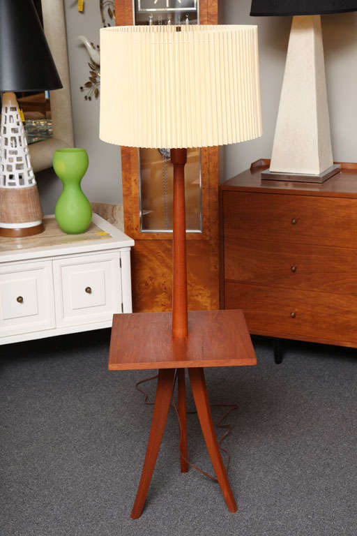 Smart Danish Teak Floor Lamp with Table