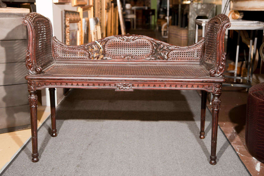 Maison Jansen French Caned Banquette In Excellent Condition In Stamford, CT