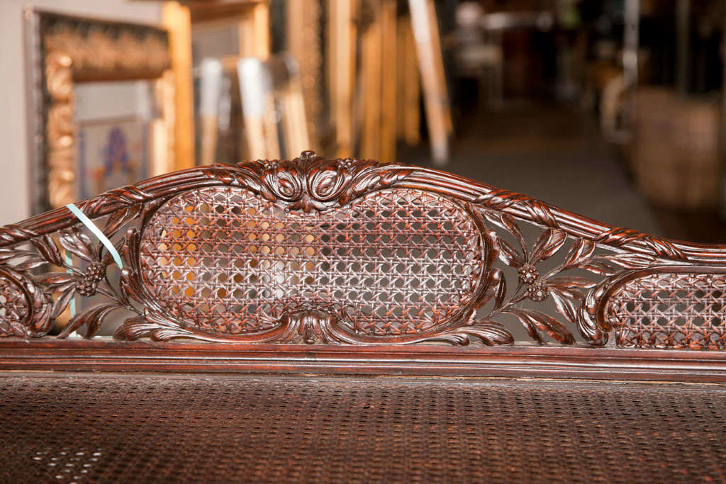 Wood Maison Jansen French Caned Banquette