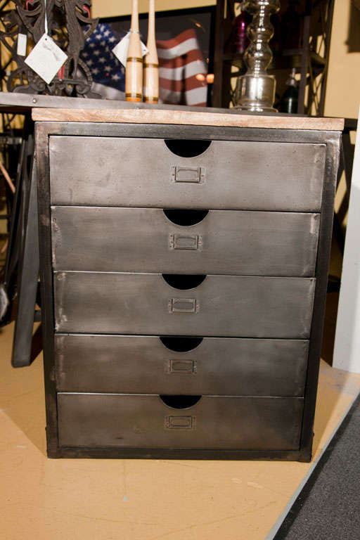 20th Century Industrial Metal Chest of Drawers