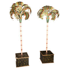 Pair of Tole Palm Trees Sculptures