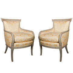 Pair of French Directoire Style Bergere Chairs