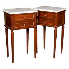 Pair of Maison Jansen Marble Top Night Stands