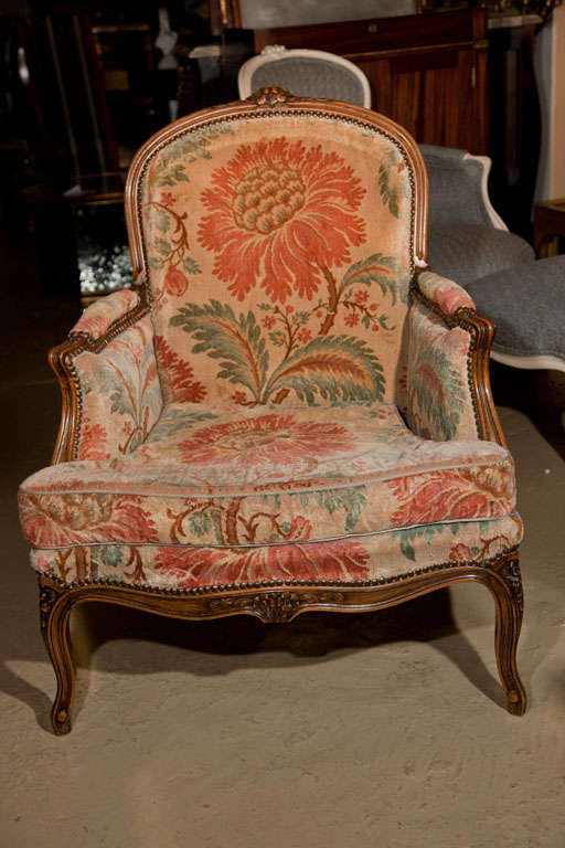 Pair of French Provincial Walnut Bergere Chairs at 1stDibs