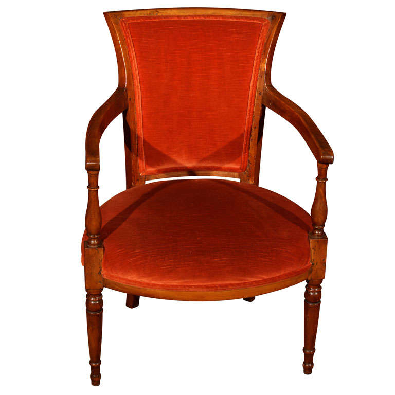French Walnut Directoire Fauteuil For Sale