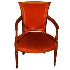 French Walnut Directoire Fauteuil