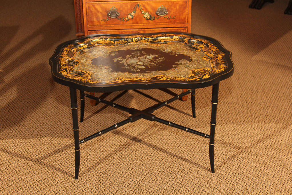 English Papier Mâché Tray on Stand