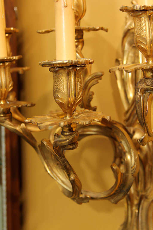 19th Century French Louis XV Style Bronze Sconces For Sale