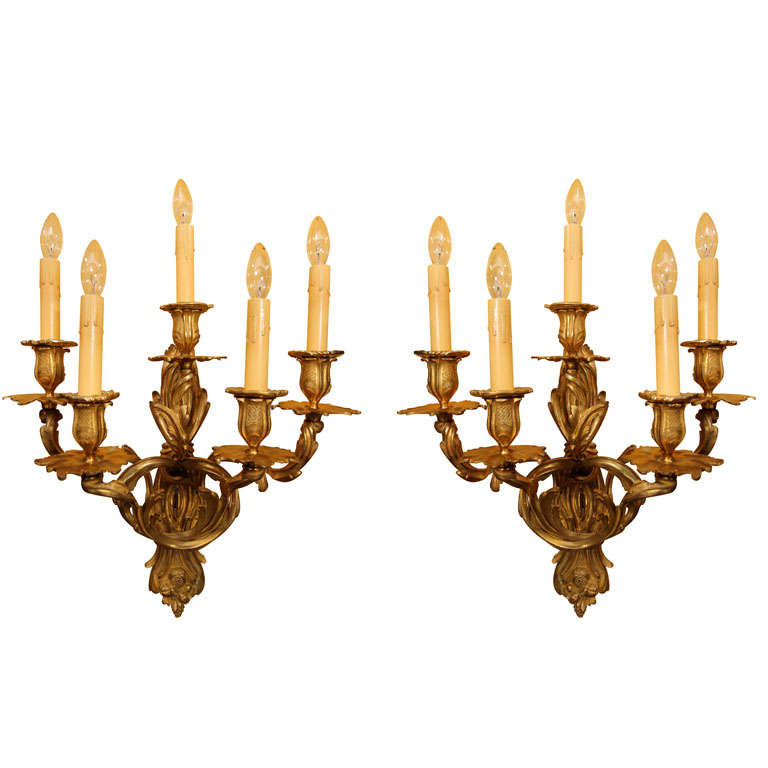 French Louis XV Style Bronze Sconces For Sale