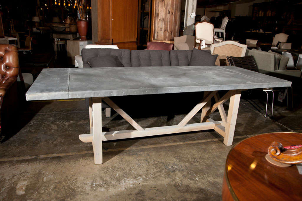Belgian Zinc Top Trestle Base Table