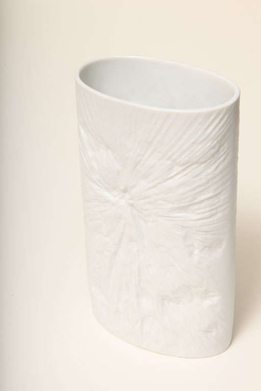 20th Century White On White Impressed Porcelain Tie Die Rosenthal Vase