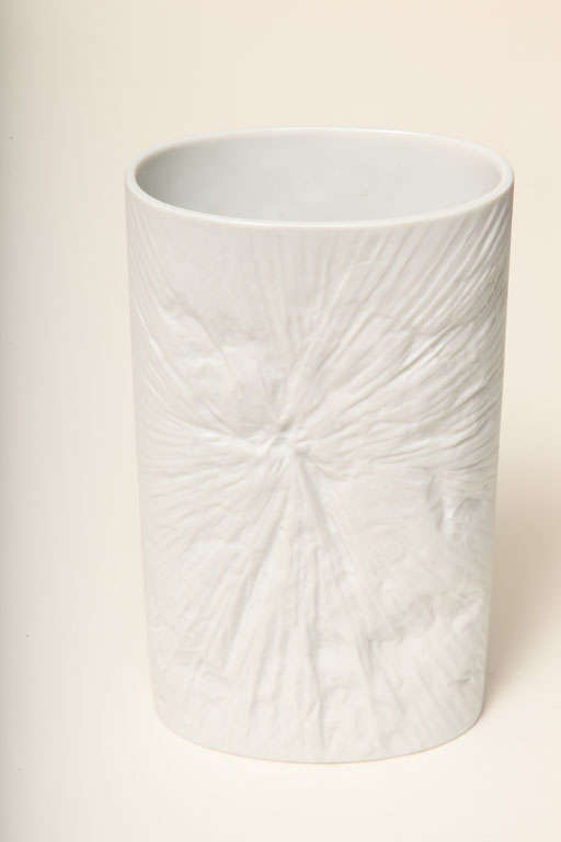 White On White Impressed Porcelain Tie Die Rosenthal Vase 1