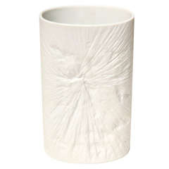 White On White Impressed Porcelain Tie Die Rosenthal Vase