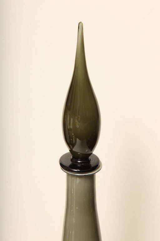20th Century Monumental Italian Handblown Glass Decanter Bottle