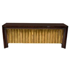 Mastercraft Burlwood and Brass Door Credenza