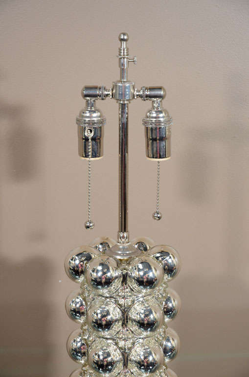 20th Century Pair of 1970's Mercury Glass Bubble Lamps
