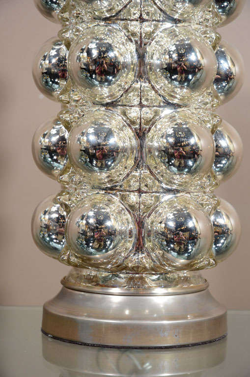 American Pair of 1970's Mercury Glass Bubble Lamps