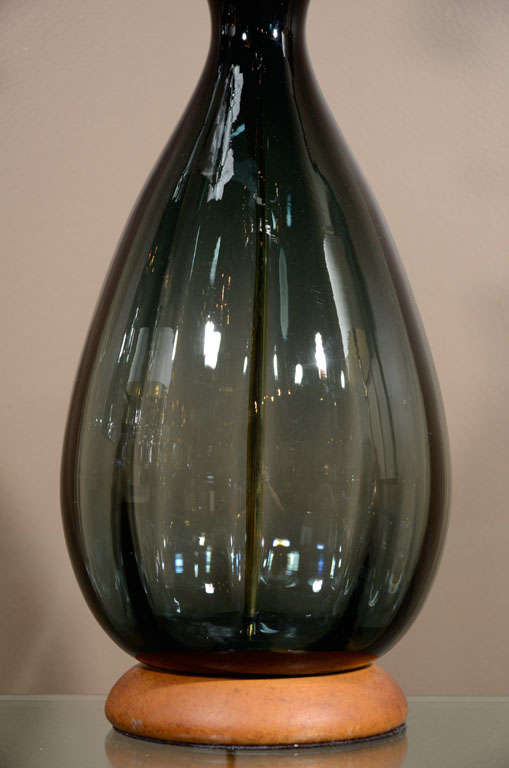 American Blenko 1960's Blue Smoke Glass Lamps