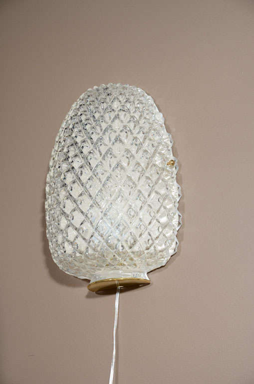 20th Century Flush Mounted Glass Pineapple Sconces