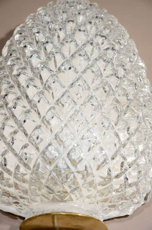 Flush Mounted Glass Pineapple Sconces In Excellent Condition In New York, NY