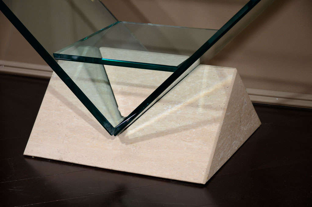 Italian Glass and Travertine Console 2