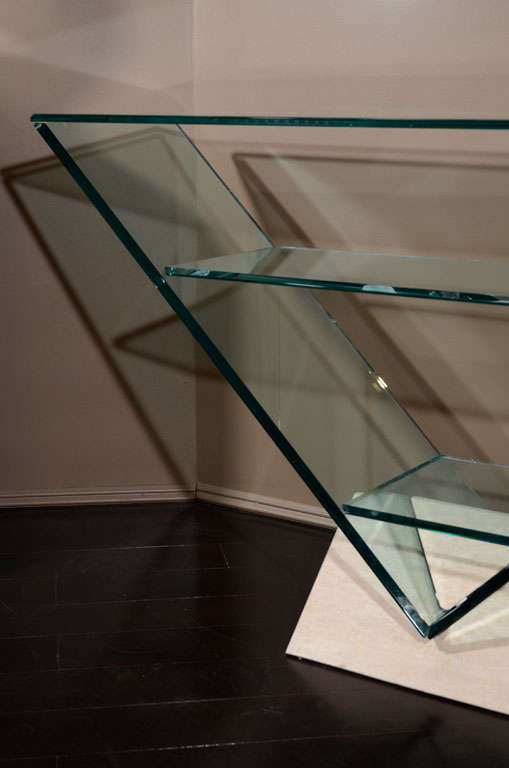 Italian Glass and Travertine Console 4