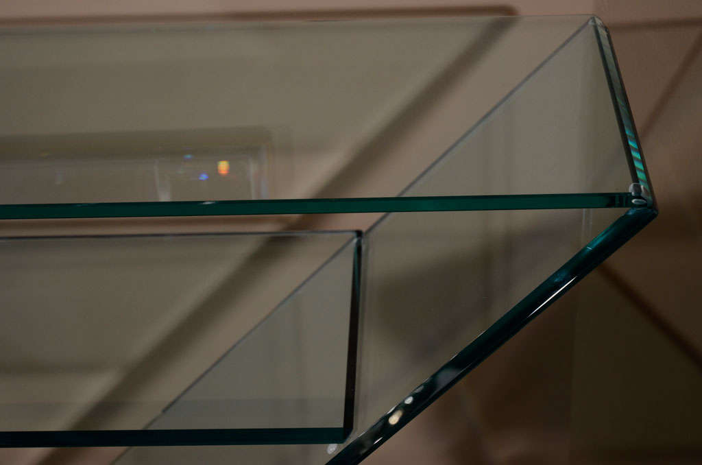 Italian Glass and Travertine Console 6