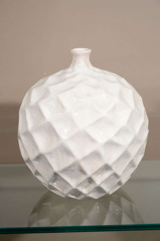 French 1950's Quilted Ceramic Vase