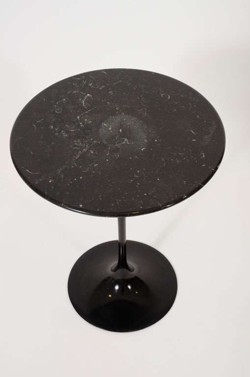 small round black table