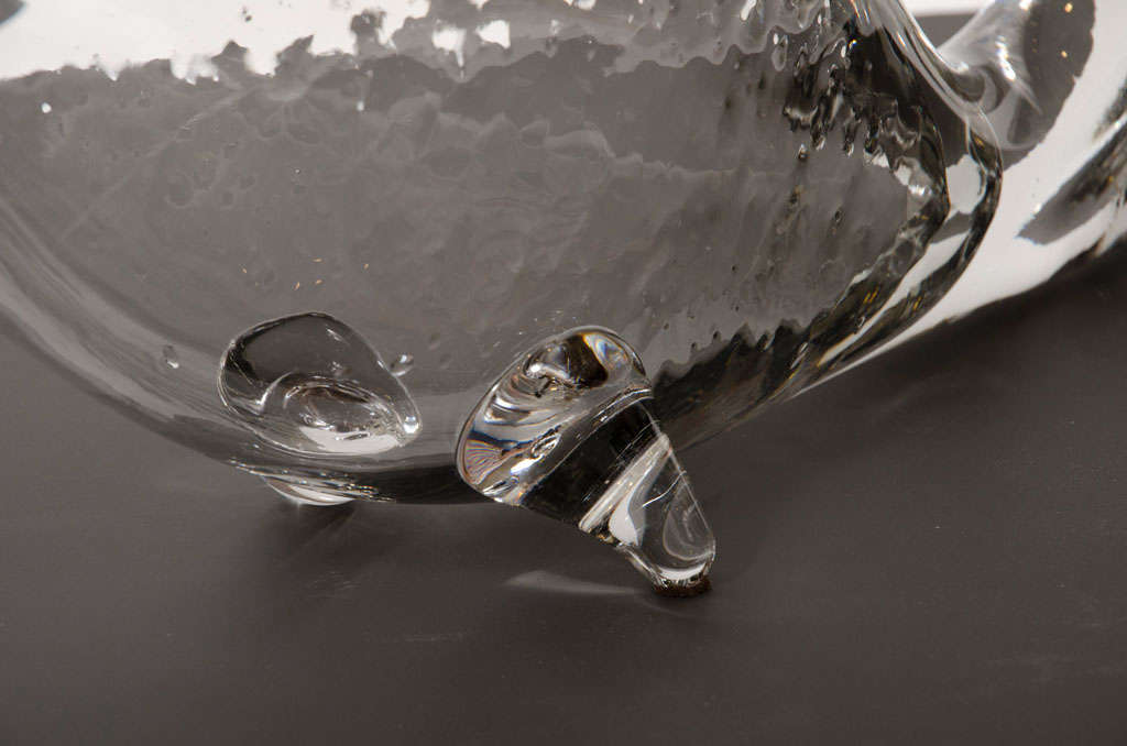 American Hand Blown Clear Glass Fish Sculpture by Blenko