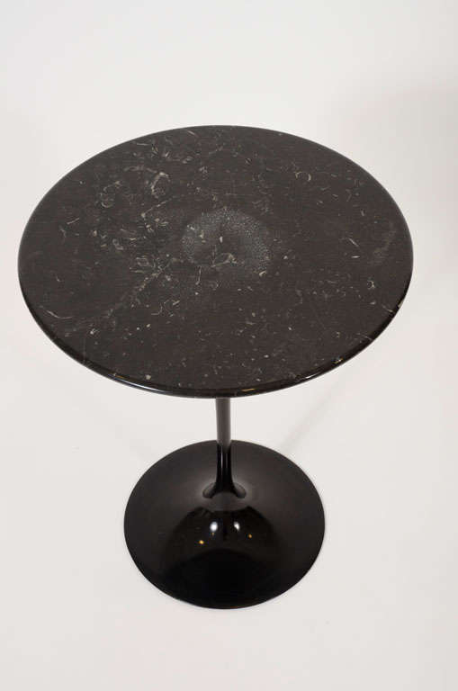 Small Round Black Marble Side Table by Eero Saarinen for Knoll at
