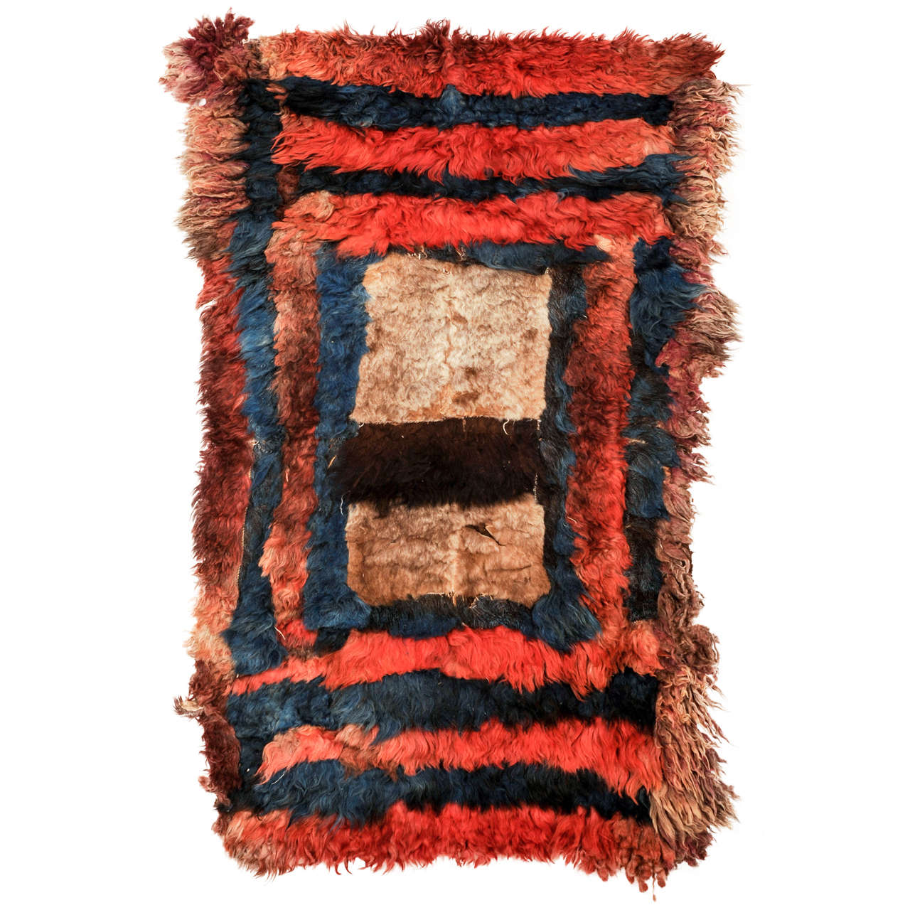 Antique Central Asian Fur Rug For Sale