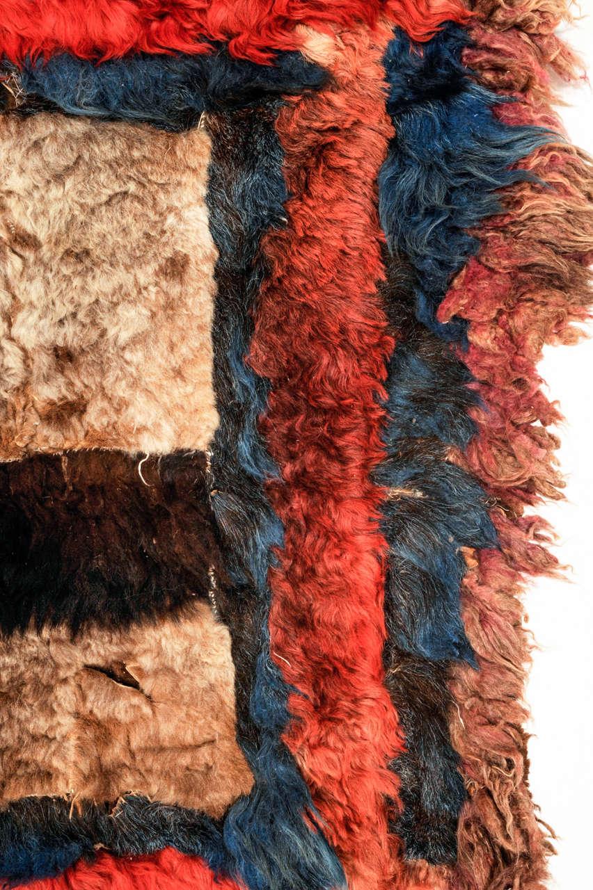 Antique Central Asian Fur Rug For Sale 3
