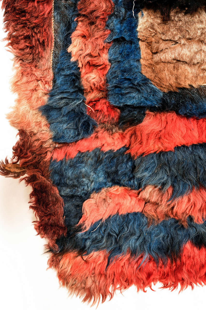 Tribal Antique Central Asian Fur Rug For Sale