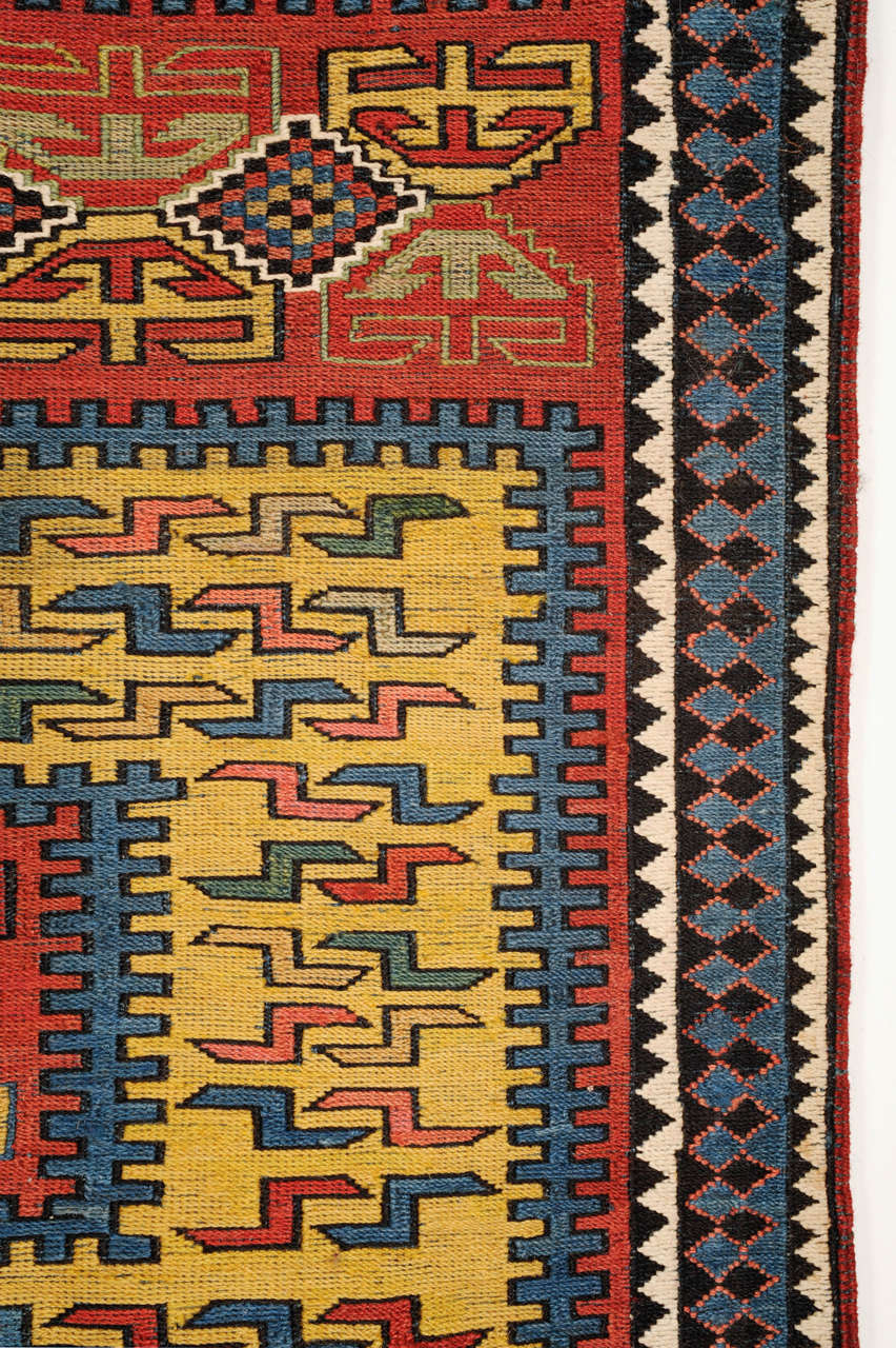 Hand-Woven Spectacular Antique Caucasian Dragon Sileh Rug