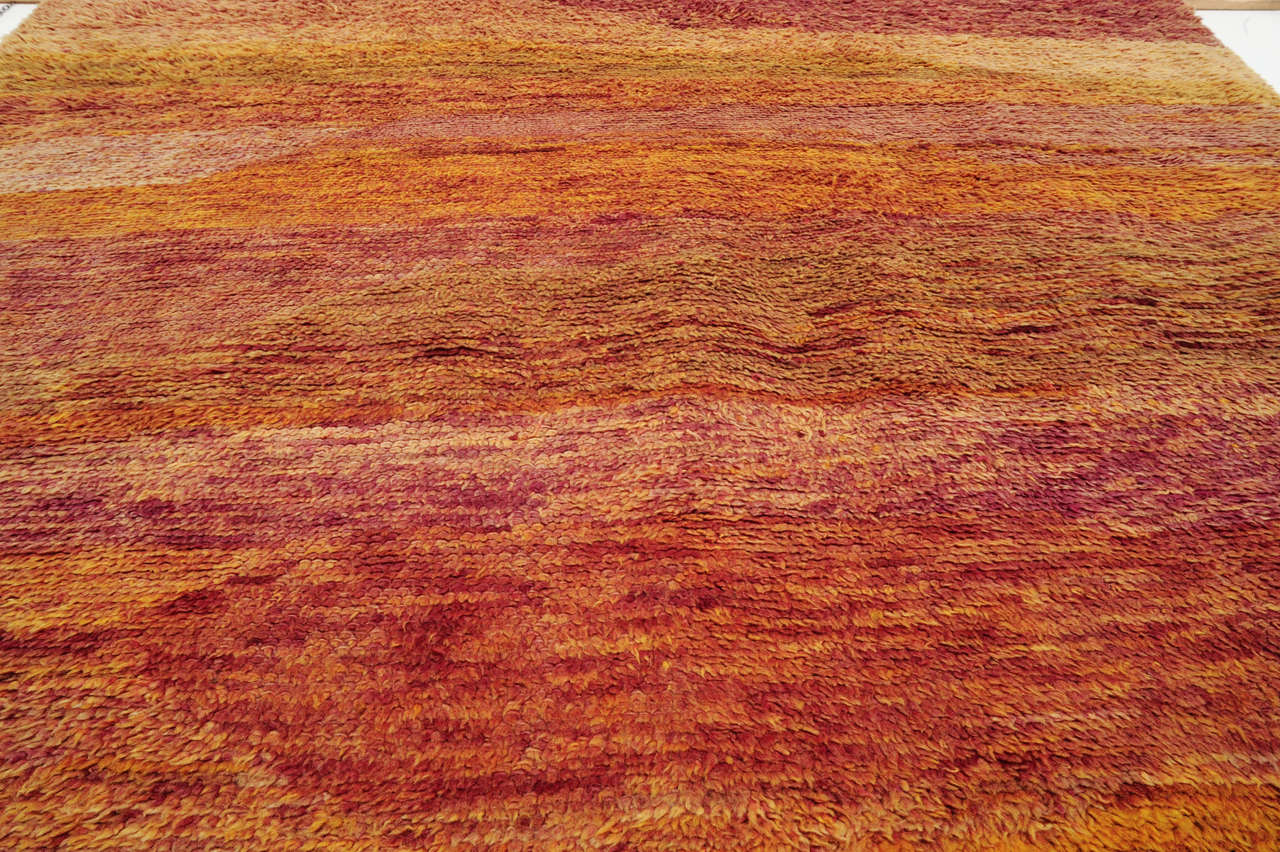 Moroccan Vintage Open Field Orange Berber Carpet