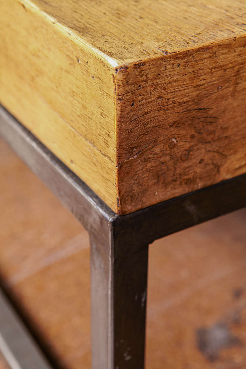 Reclaimed Elm Top Coffee Table on Metal Base 5