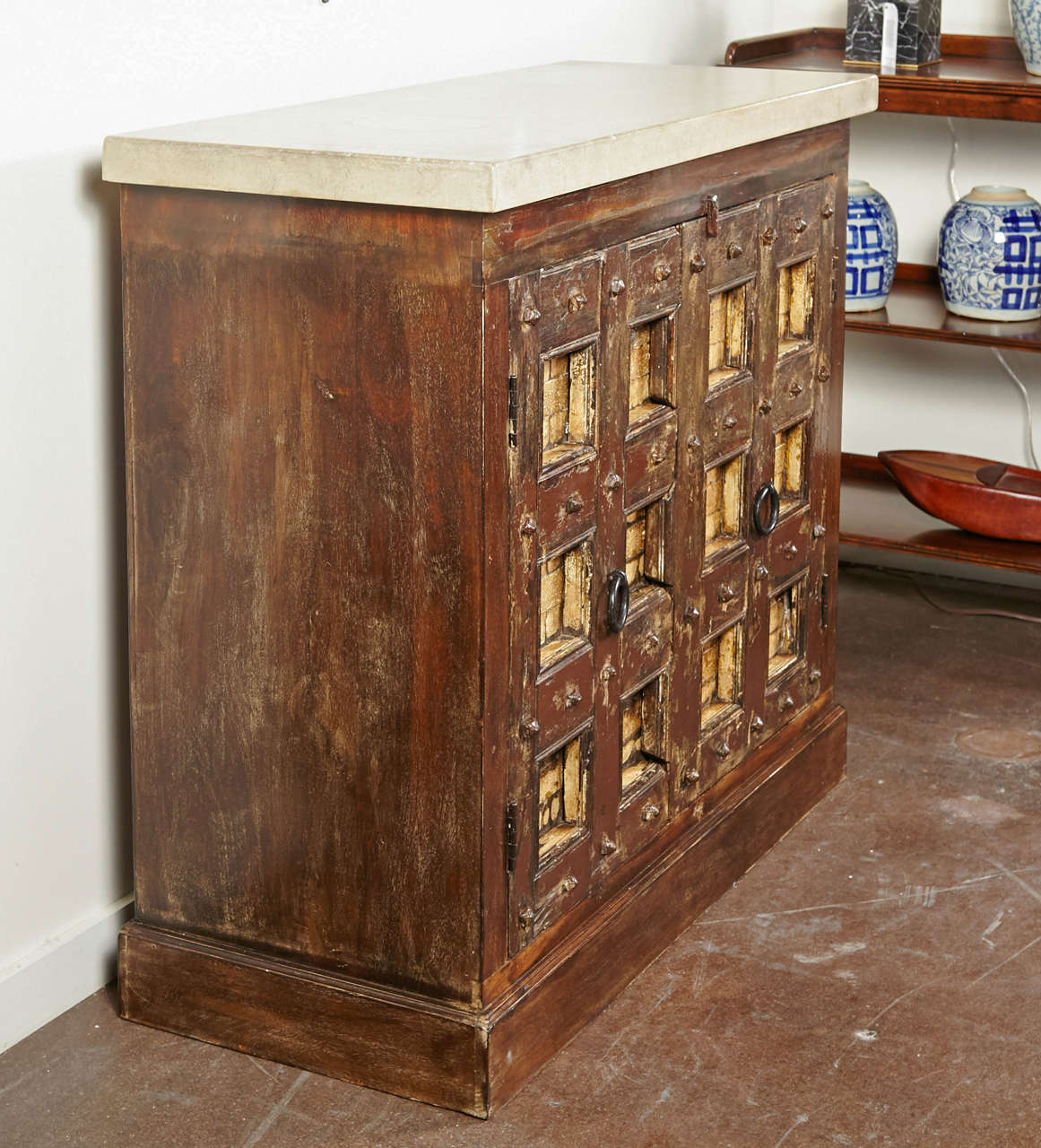 British Colonial Black Style Cabinet In Good Condition In Dallas, TX