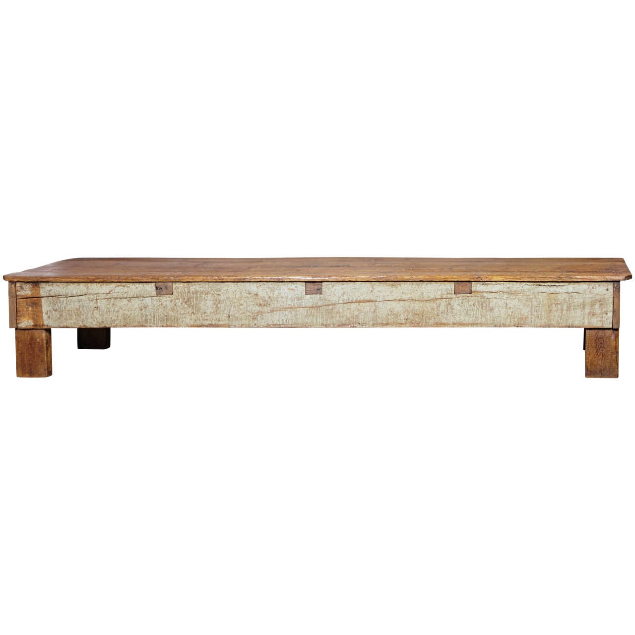 French Shop Pine Bench Used for Long Coffee Table or Low Side Table