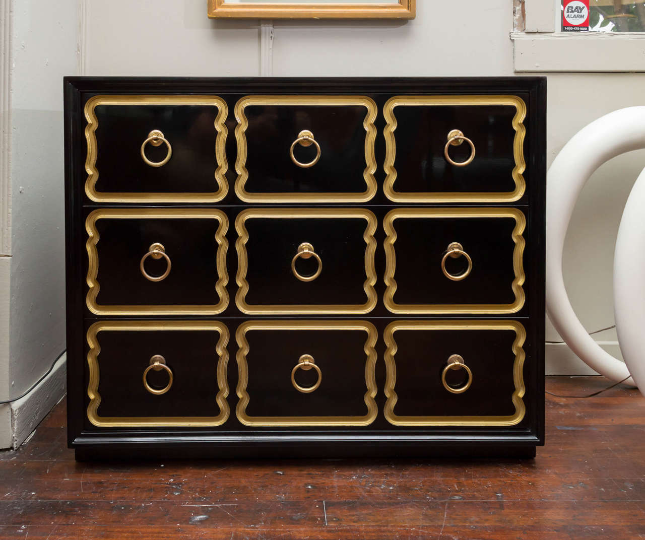 Dorothy Draper design Espana chest of drawers for Heritage Henredon.
Perfectly re-lacquered with refreshed interiors, labeled.
