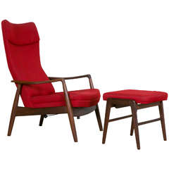 1950s Danish Design Armchair with Ottoman