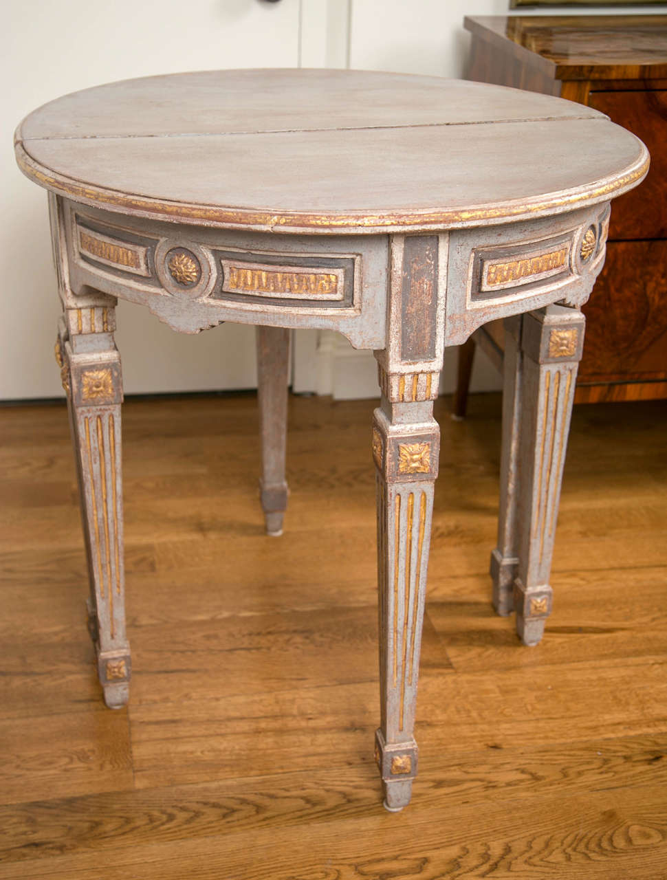 Pair of 18th Century Neoclassical Painted Demilune Consoles or Tables 1
